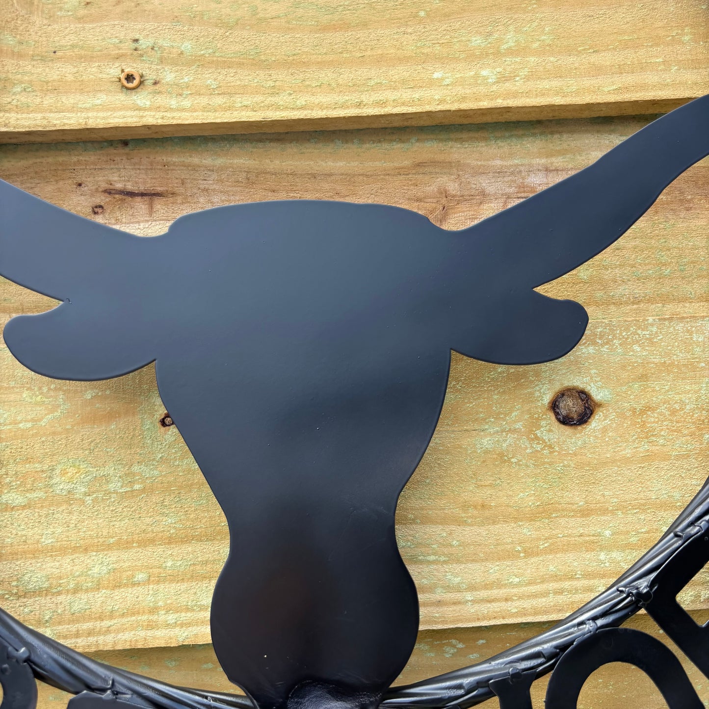 TEXAS FORT WORTH METAL SIGN LONGHORNS BLACK WESTERN HOME DECOR HANDMADE