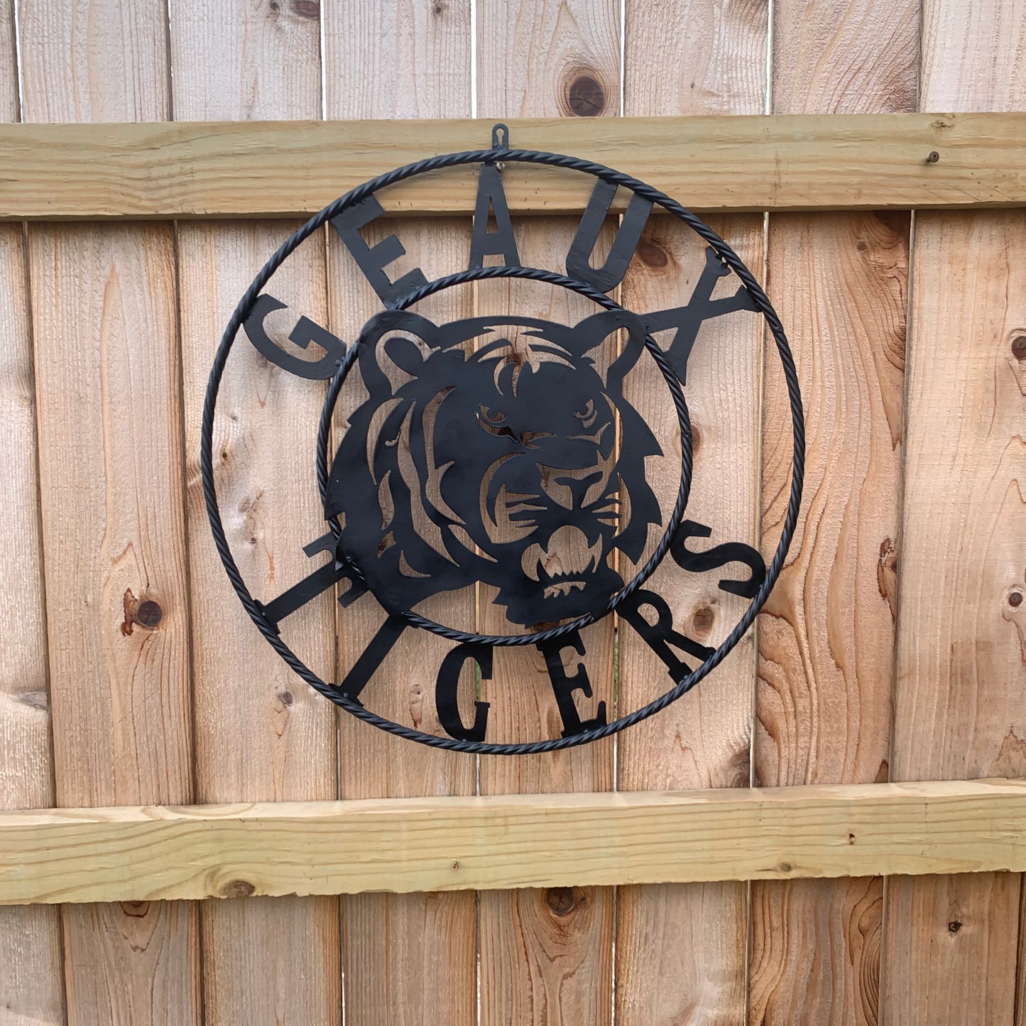 GEAUX TIGERS BLACK CUSTOM METAL VINTAGE CRAFT SIGN TEAM HANDMADE
