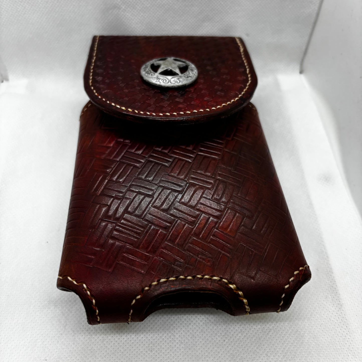 7" LONE STAR LEATHER HOLSTER BROWN STAR POUCH EXTRA LARGE  BELT LOOP CLIP CELL PHONE CASE UNIVERSAL HANDMADE #EH13808