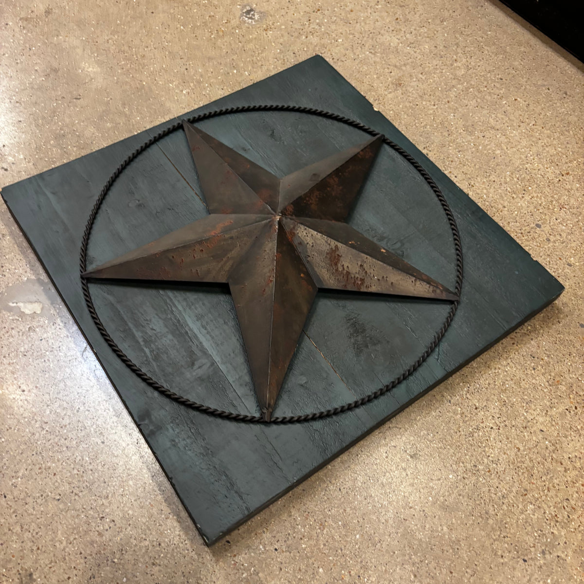 METAL STAR ON WOOD PANEL WESTERN HOME DECOR HANDMADE