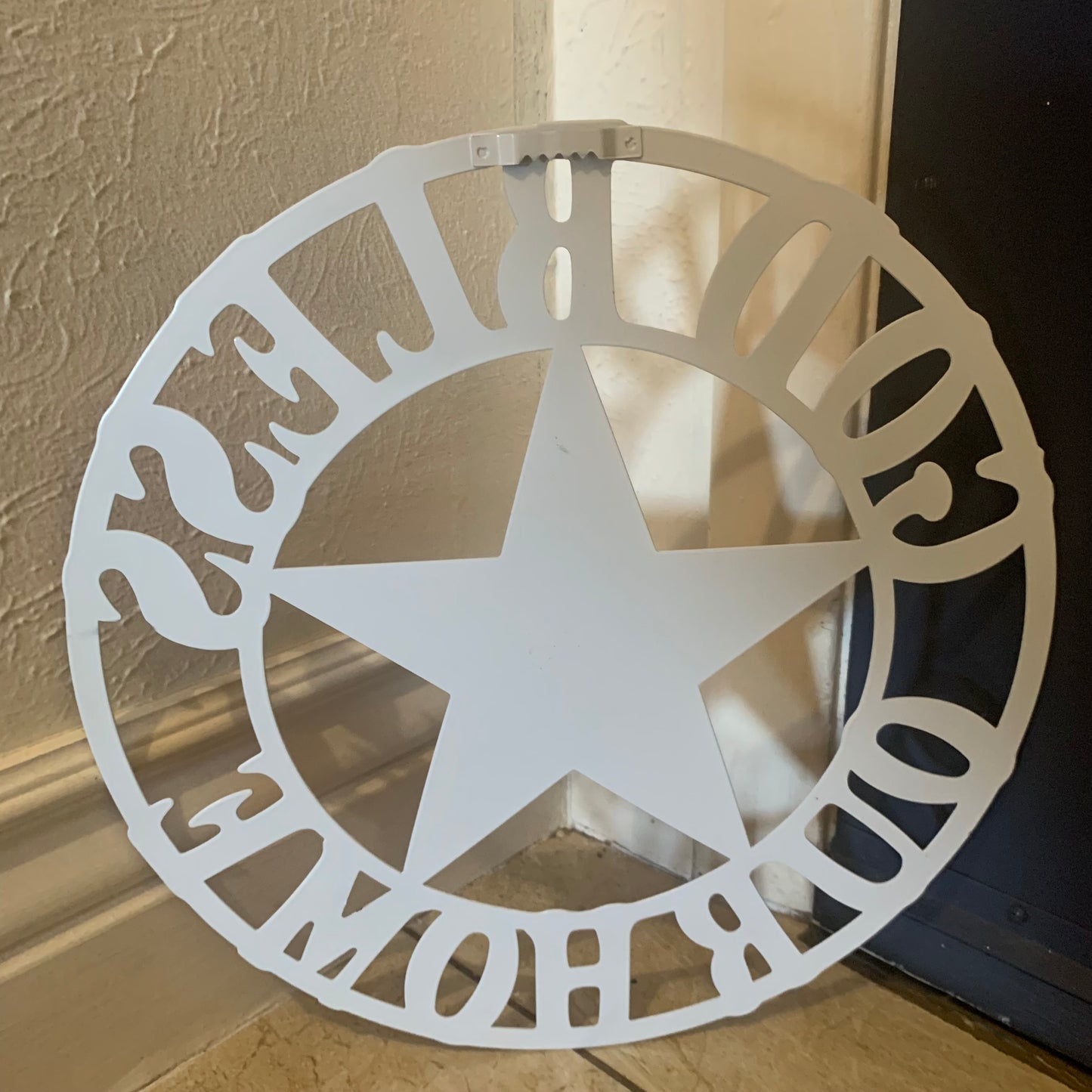 12" GOD BLESS OUR HOME METAL FLAT 2D  STAR SIGN LASERCUT ART WESTERN HOME DECOR HANDMADE NEW #EH11364