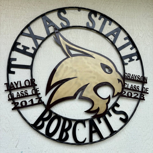 TEXAS BOBCATS CUSTOM NAME METAL VINTAGE CRAFT SIGN TEAM WALL ART WESTERN HOME DECOR HANDMADE