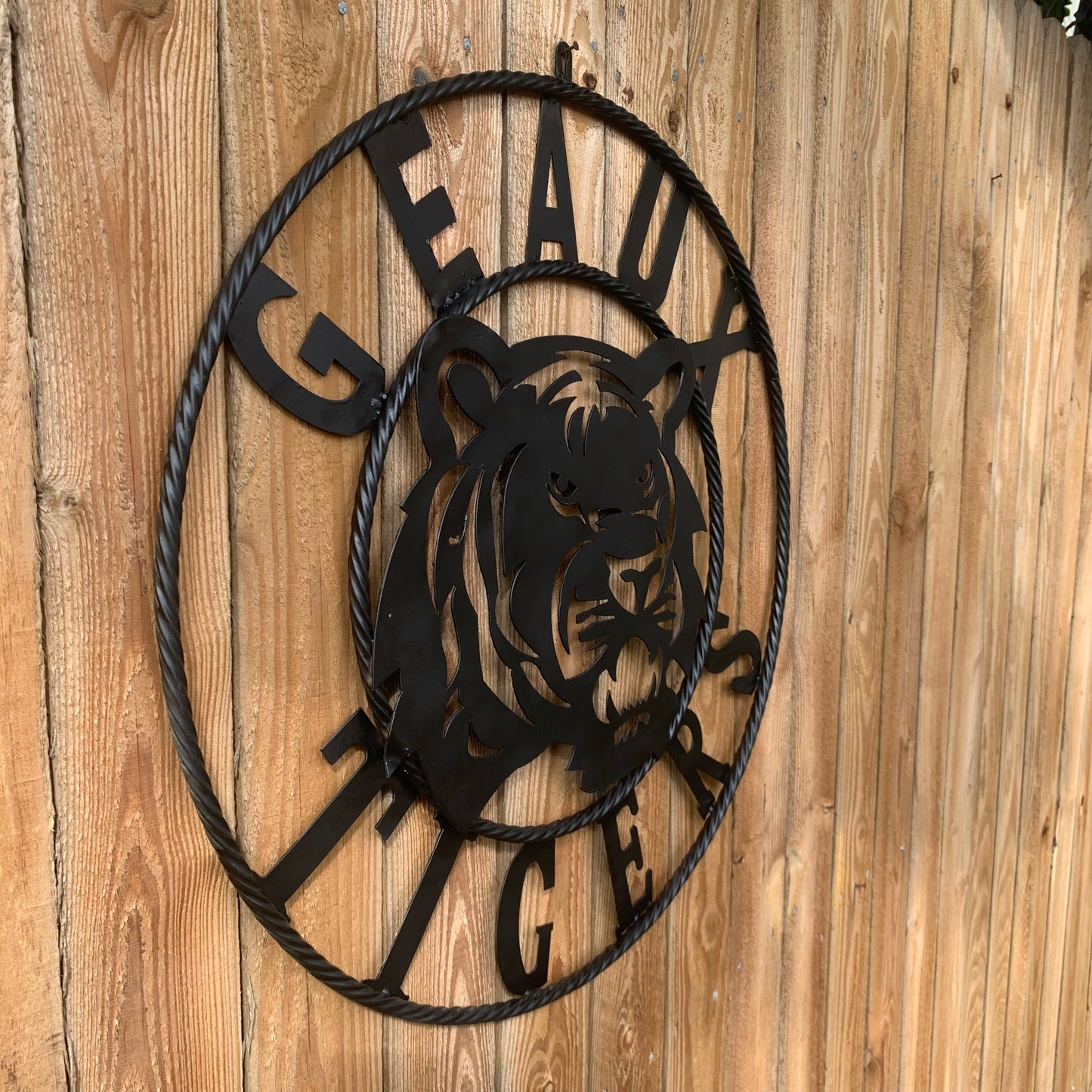 GEAUX TIGERS BLACK CUSTOM METAL VINTAGE CRAFT SIGN TEAM HANDMADE
