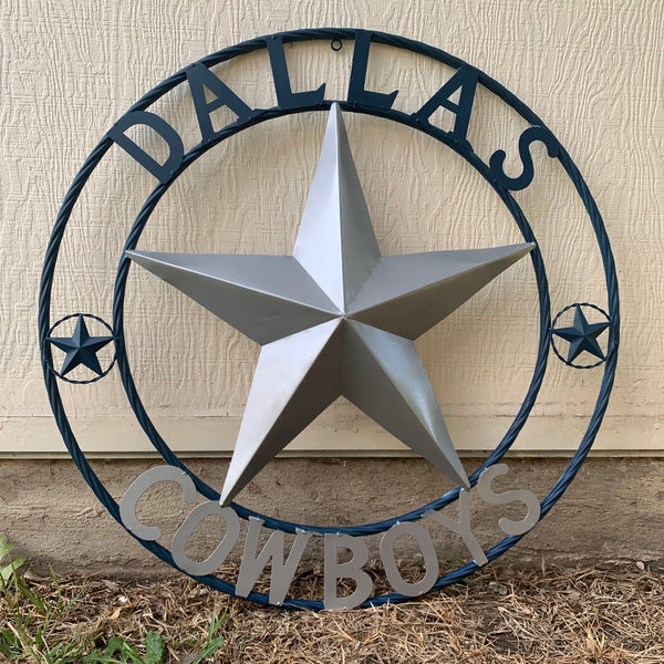 DALLAS COWBOYS SILVER & NAVY BLUE BARN STAR CUSTOM METAL VINTAGE LONESTAR WESTERN HOME DECOR HANDMADE 24",32",36",40",42",44",46",48",50" (Copy)