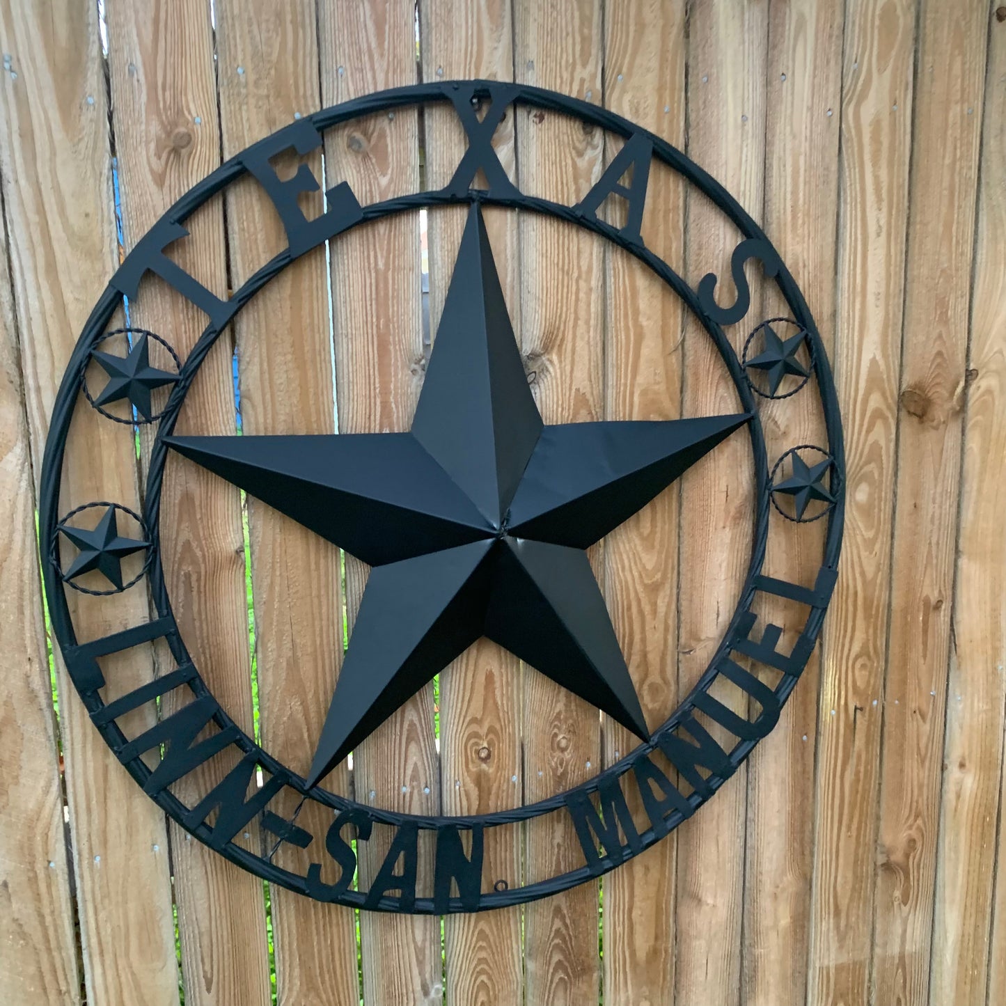 LINN SAN MANUEL STYLE YOUR CUSTOM NAME STAR METAL BARN LONE STAR 3d TWISTED ROPE RING WESTERN HOME DECOR HANDMADE NEW