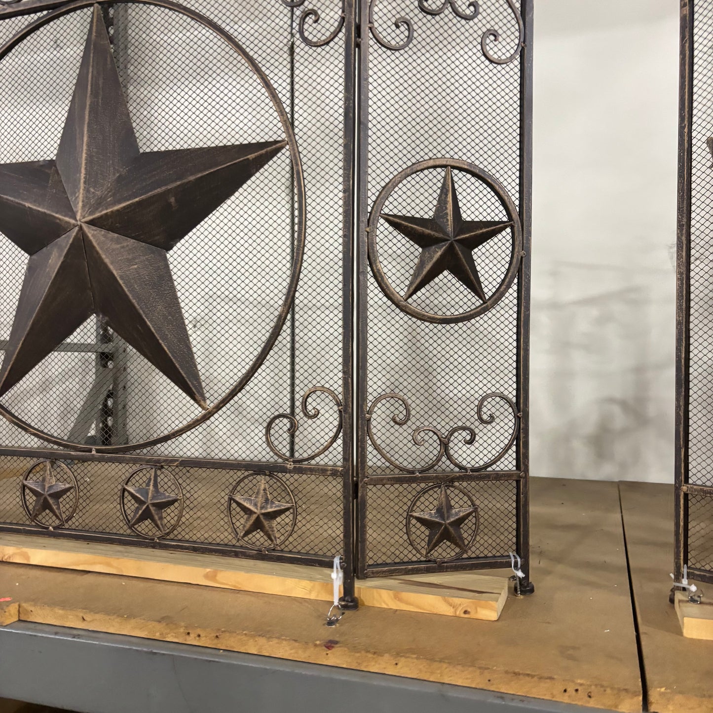 LONESTAR METAL FIREPLACE SCREEN W/ STAR 41.5" X 34.25" WESTERN HOME DECOR HANDMADE #EH80003