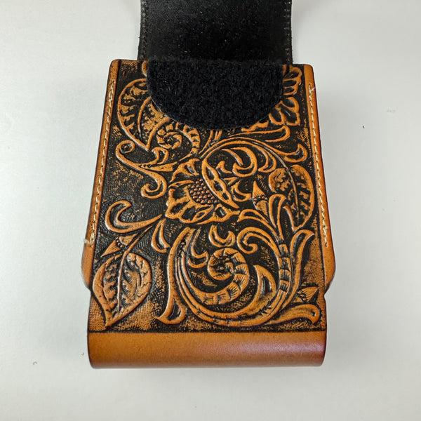 7" HORSE LEATHER HOLSTER TAN POUCH EXTRA LARGE  BELT LOOP CELL PHONE CASE UNIVERSAL OVERSIZE