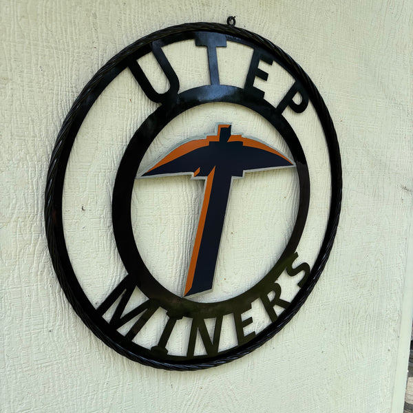 UTEP MINERS CUSTOM METAL VINTAGE CRAFT TEAM SIGN WESTERN HOME DECOR HANDMADE