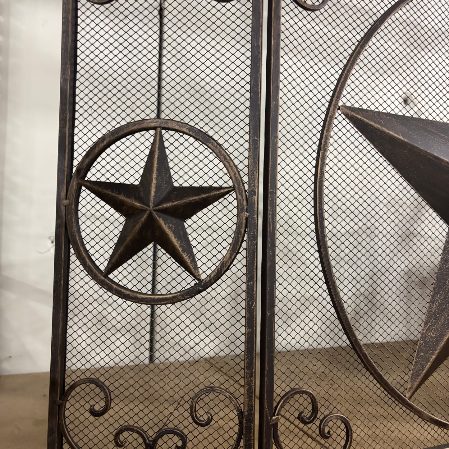 LONESTAR METAL FIREPLACE SCREEN W/ STAR 41.5" X 34.25" WESTERN HOME DECOR HANDMADE #EH80003