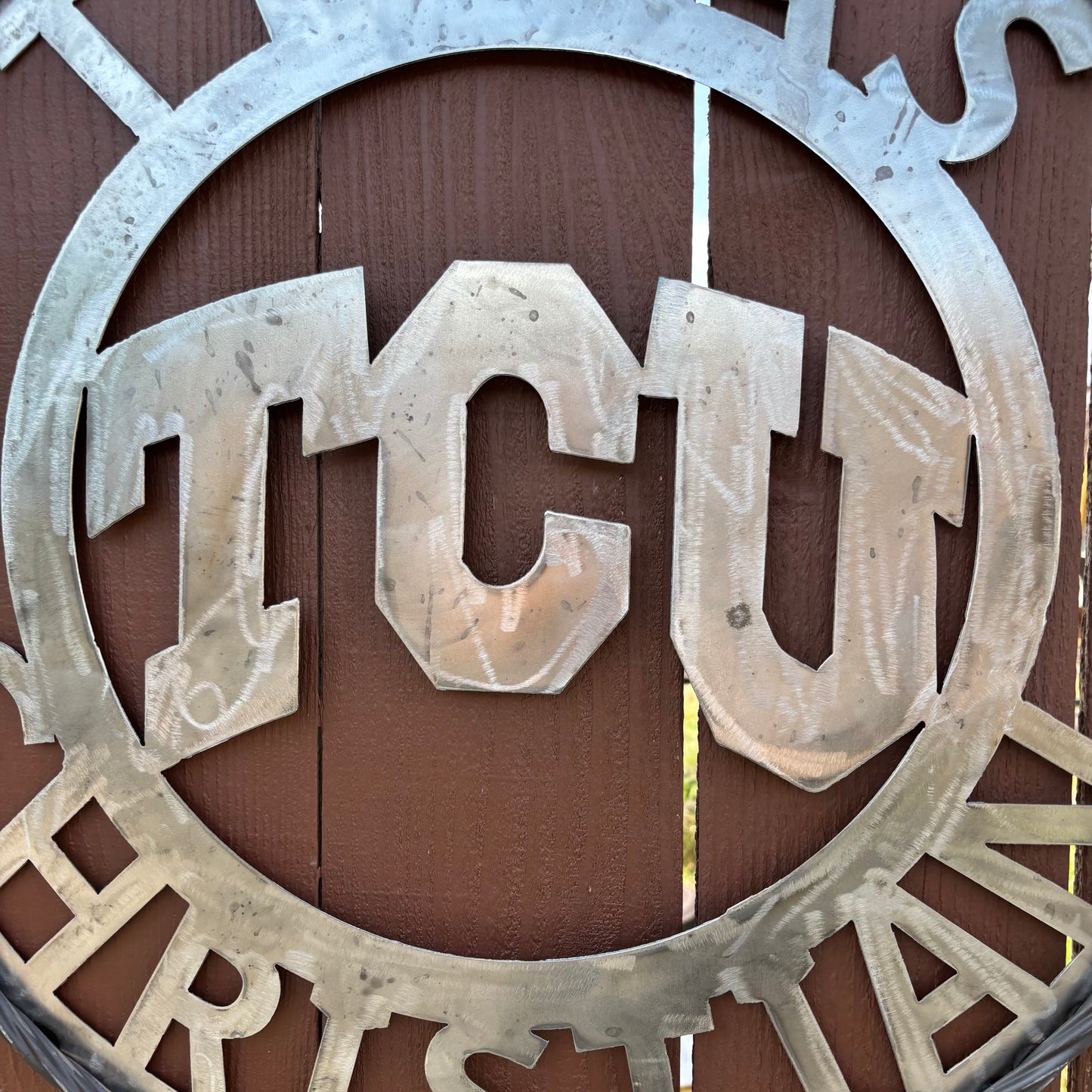TCU TEXAS CHRISTIAN CUSTOM RAW METAL VINTAGE CRAFT TEAM SIGN UNPAINTED HANDMADE