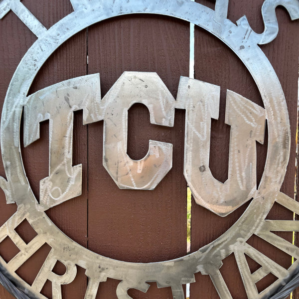 TCU TEXAS CHRISTIAN CUSTOM RAW METAL VINTAGE CRAFT TEAM SIGN UNPAINTED HANDMADE