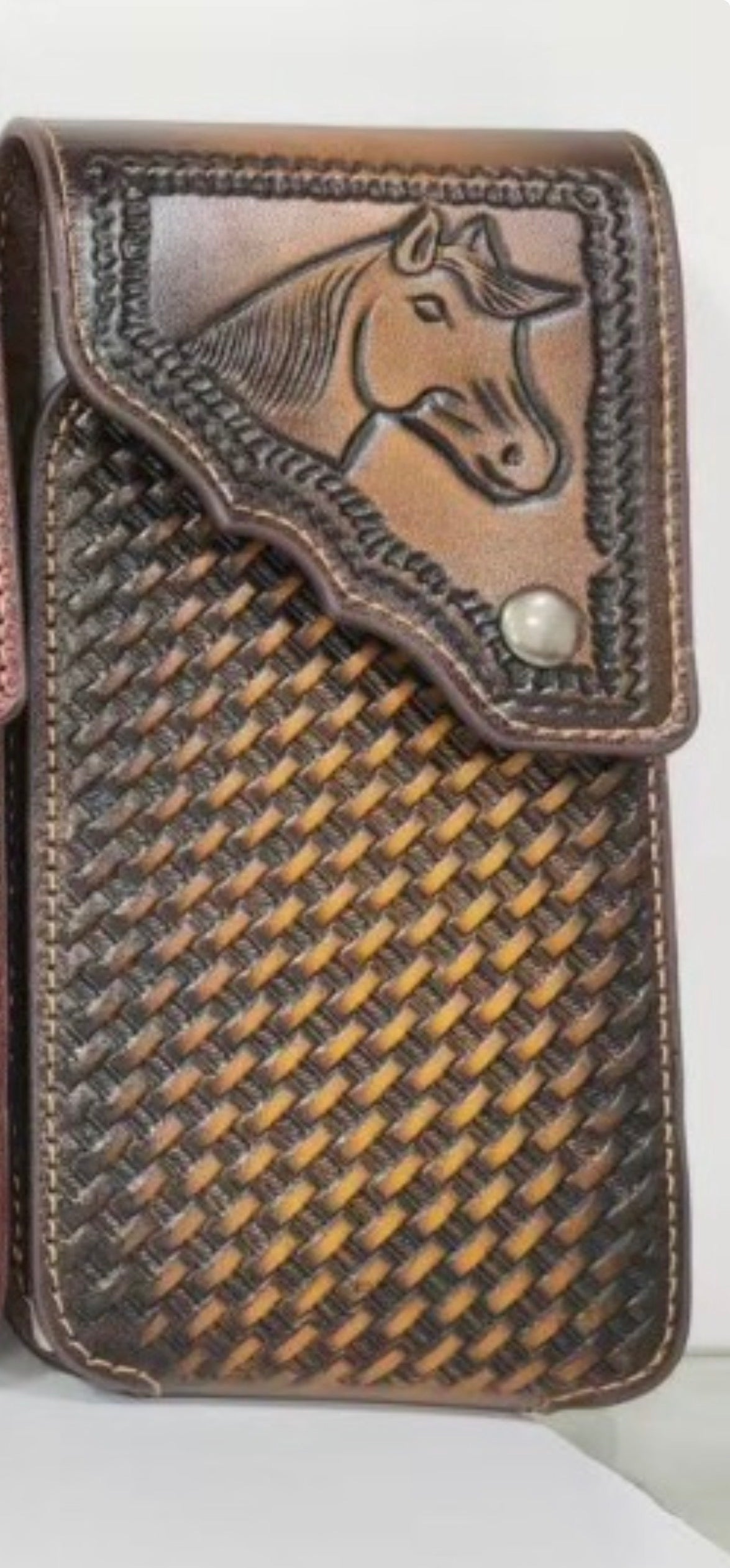 7" HORSE PHONE HOLSTER LEATHER LARGE BELT LOOP CASE UNIVERSAL HANDMADE