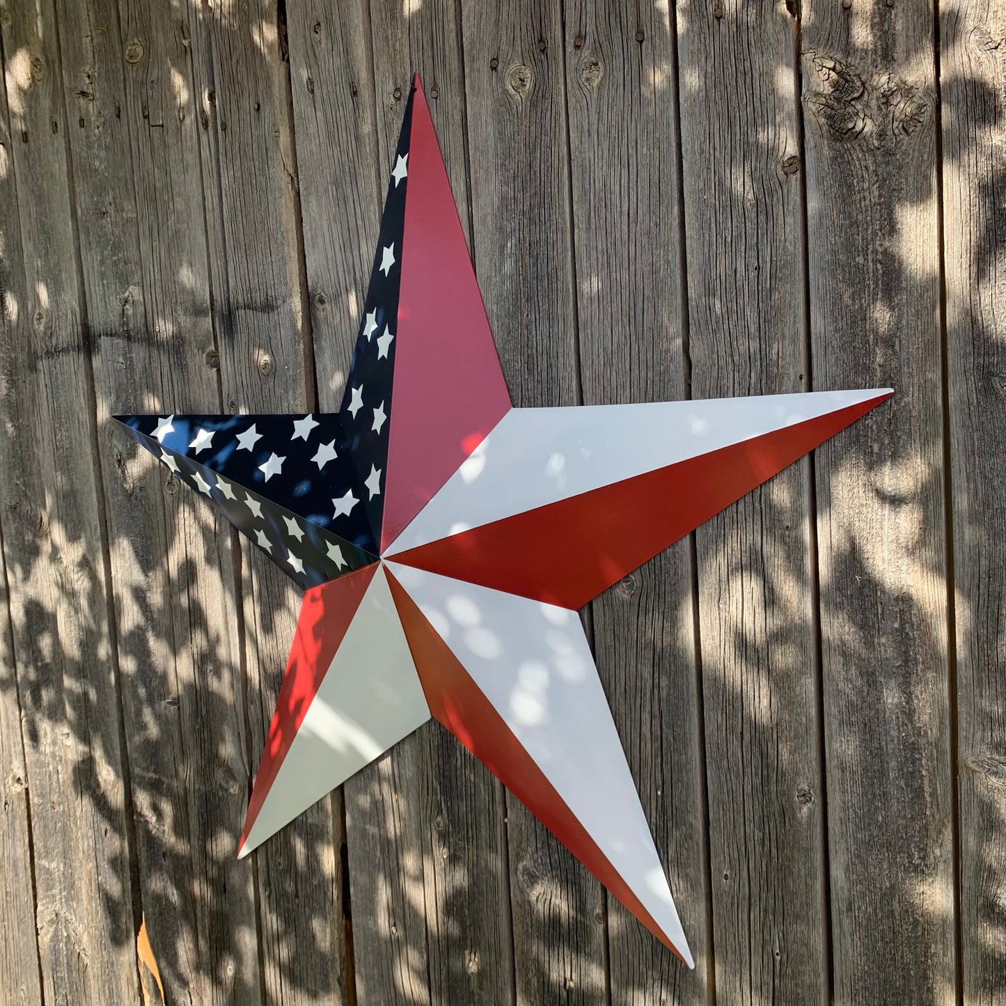 USA FLAG STAR STYLE# 5 RED WHITE & BLUE AMERICANA METAL BARN STAR WALL ART HANDMADE TO ORDER NEW #EH13380