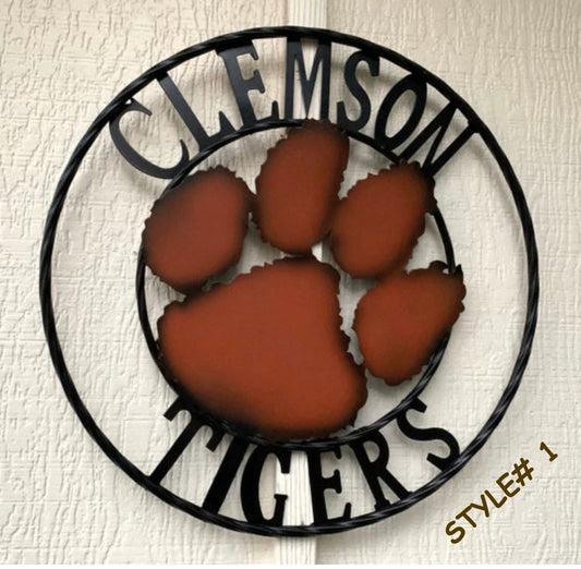 CLEMSON TIGERS CUSTOM METAL VINTAGE CRAFT SIGN WALL ART TEAM SIGN HANDMADE STYLE#1 12", 18", 24", 32"