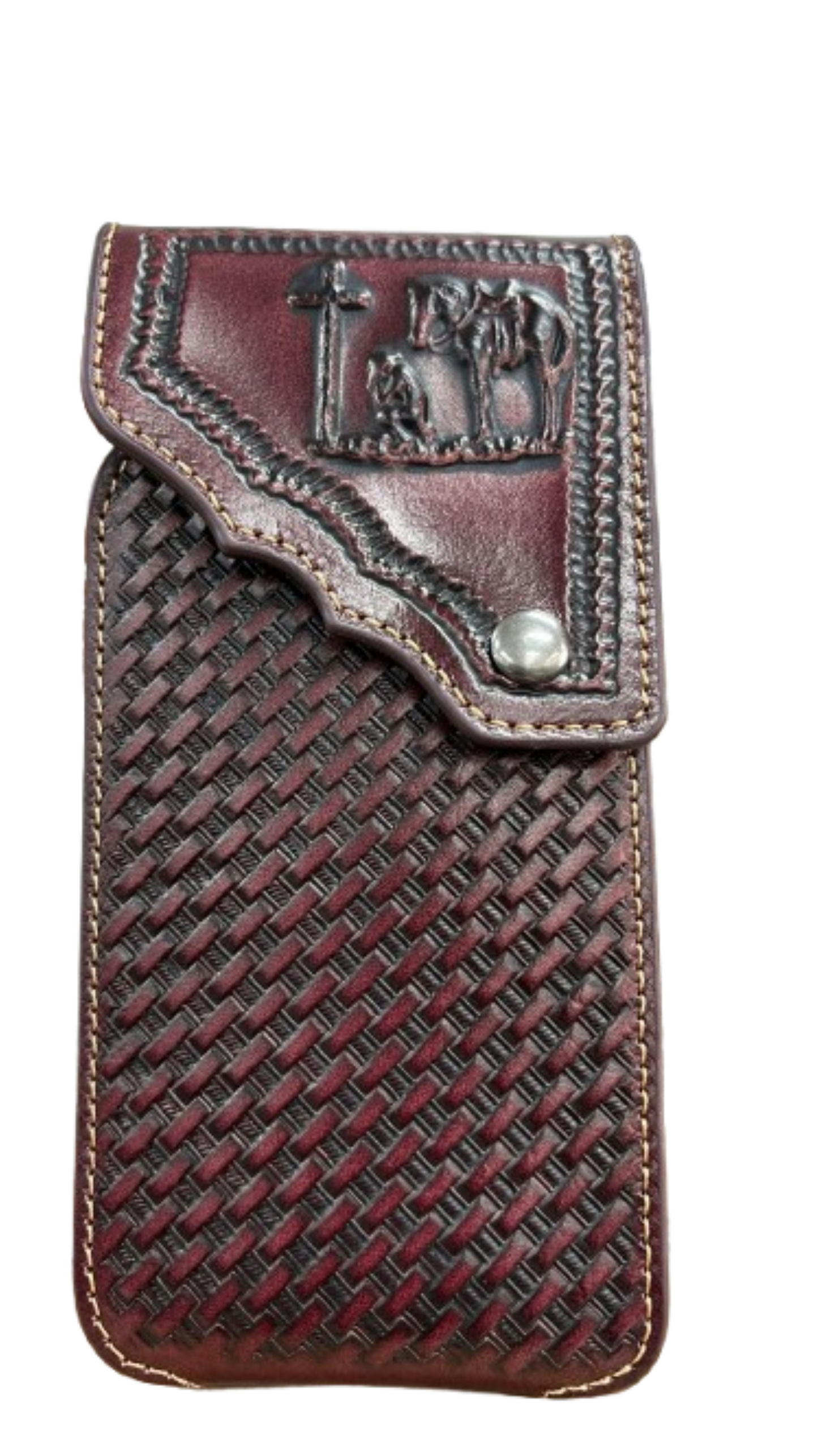 7" COWBOY PRAYER PHONE HOLSTER LEATHER LARGE BELT LOOP CASE UNIVERSAL #EH13817