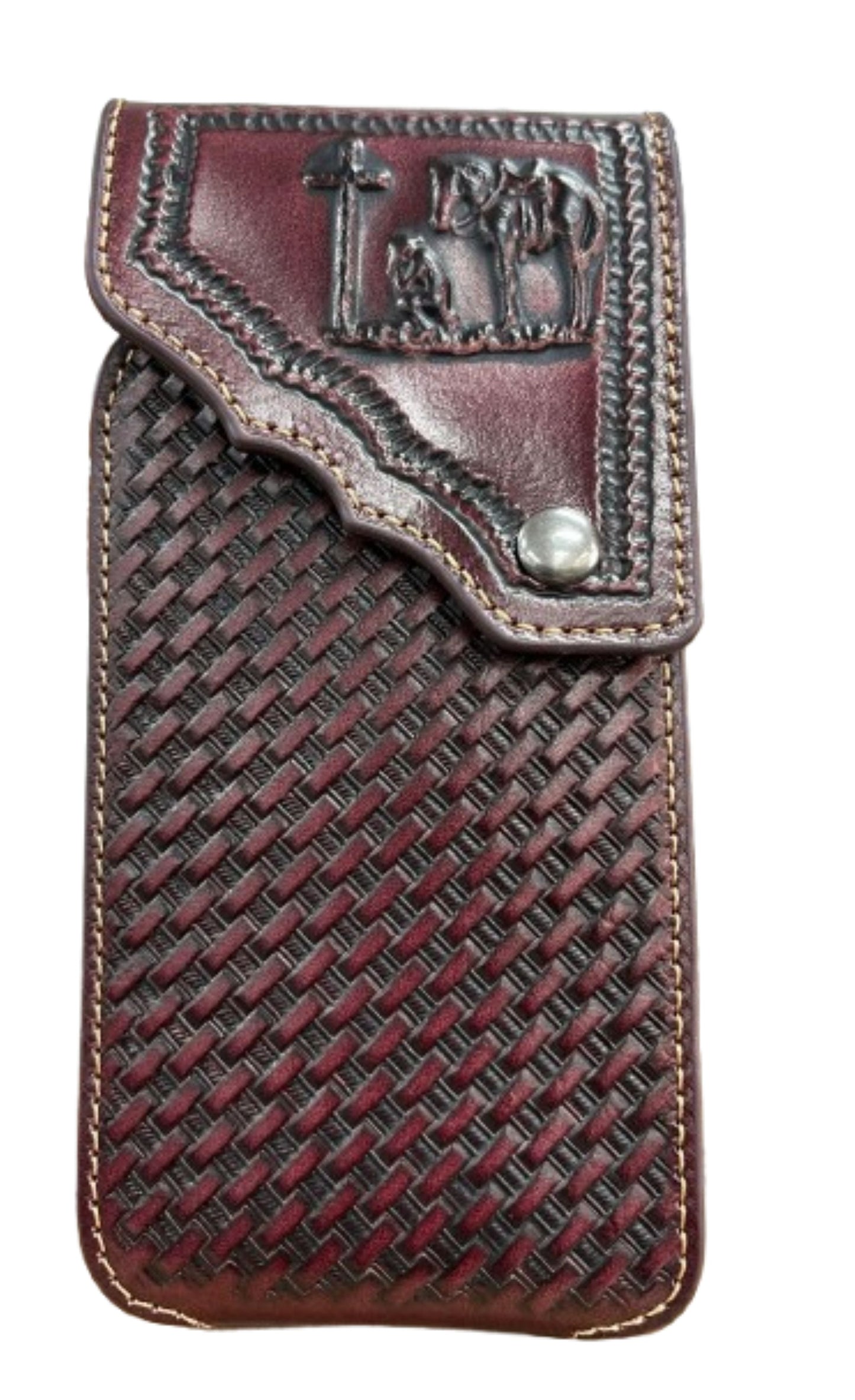 7" COWBOY PRAYER PHONE HOLSTER LEATHER LARGE BELT LOOP CASE UNIVERSAL #EH13817