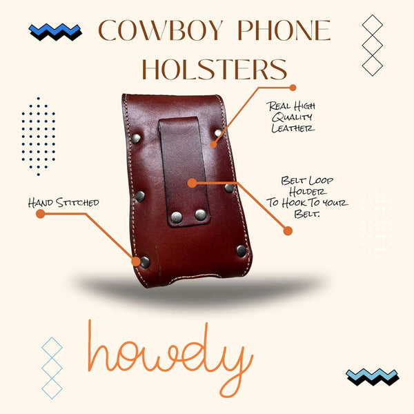 7" COWBOYS PRAYER BROWN EMBOSSED LEATHER POUCH EXTRA LARGE  BELT LOOP HOLSTER CELL PHONE CASE UNIVERSAL OVERSIZE #EH12708--FREE SHIPPING
