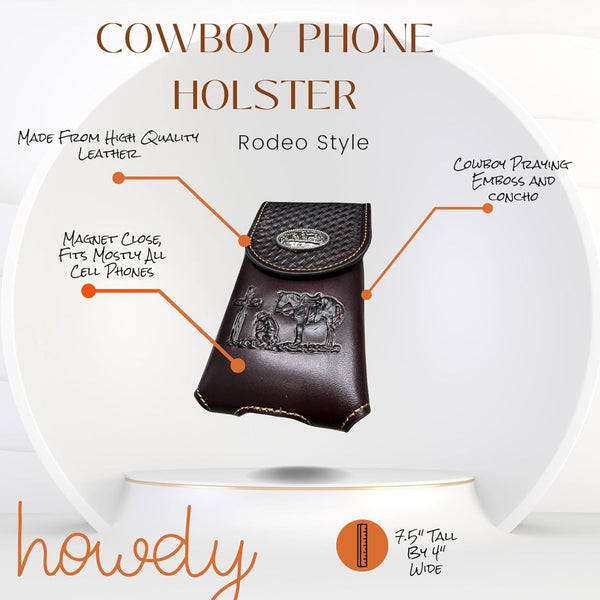 7" COWBOYS PRAYER BROWN EMBOSSED LEATHER POUCH EXTRA LARGE  BELT LOOP HOLSTER CELL PHONE CASE UNIVERSAL OVERSIZE #EH12708--FREE SHIPPING