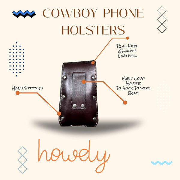 7" COWBOYS PRAYER BROWN EMBOSSED LEATHER POUCH EXTRA LARGE  BELT LOOP HOLSTER CELL PHONE CASE UNIVERSAL OVERSIZE #EH12708--FREE SHIPPING