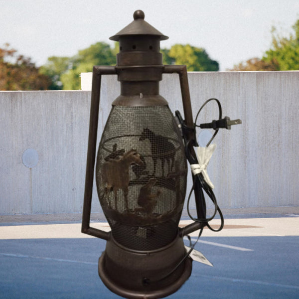 PRAYING COWBOY CHURCH METAL ART ELECTRIC LANTERN LAMP WESTERN HOME DECOR LIGHTING #EH12725