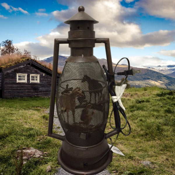 PRAYING COWBOY CHURCH METAL ART ELECTRIC LANTERN LAMP WESTERN HOME DECOR LIGHTING #EH12725