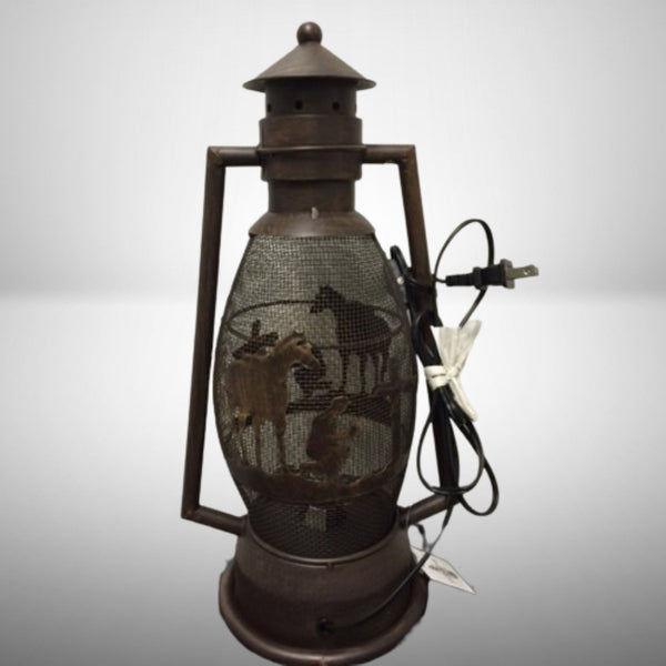 PRAYING COWBOY CHURCH METAL ART ELECTRIC LANTERN LAMP WESTERN HOME DECOR LIGHTING #EH12725