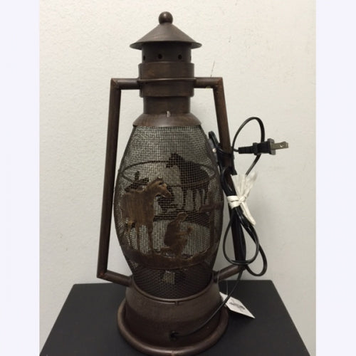 PRAYING COWBOY CHURCH METAL ART ELECTRIC LANTERN LAMP WESTERN HOME DECOR LIGHTING #EH12725