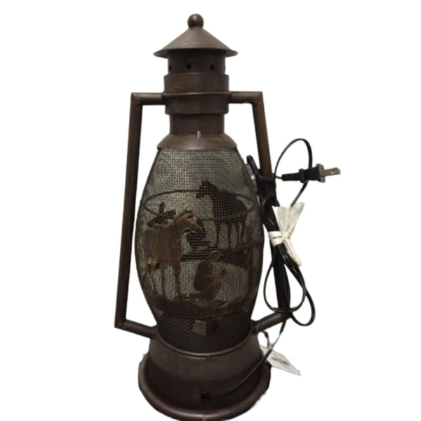 PRAYING COWBOY CHURCH METAL ART ELECTRIC LANTERN LAMP WESTERN HOME DECOR LIGHTING #EH12725