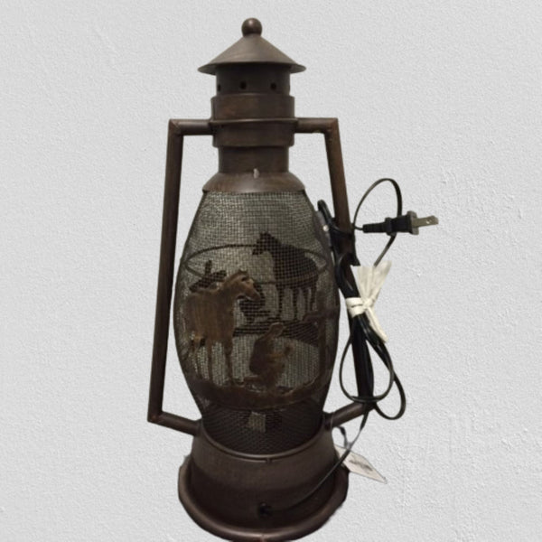 PRAYING COWBOY CHURCH METAL ART ELECTRIC LANTERN LAMP WESTERN HOME DECOR LIGHTING #EH12725