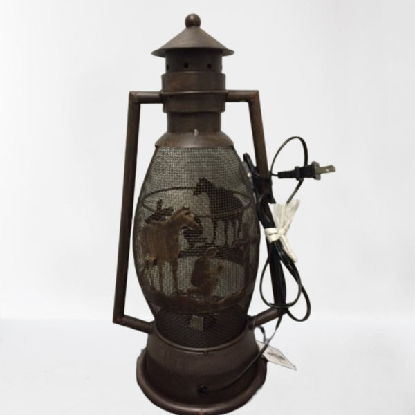PRAYING COWBOY CHURCH METAL ART ELECTRIC LANTERN LAMP WESTERN HOME DECOR LIGHTING #EH12725