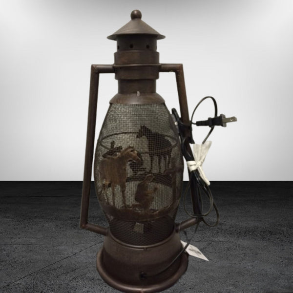 PRAYING COWBOY CHURCH METAL ART ELECTRIC LANTERN LAMP WESTERN HOME DECOR LIGHTING #EH12725