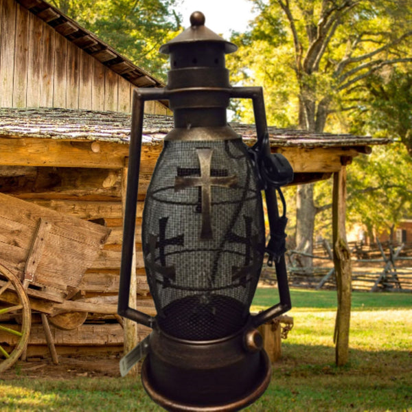 CROSS METAL ART ELECTRIC LANTERN LAMP WESTERN HOME DECOR LIGHTING #EH12726