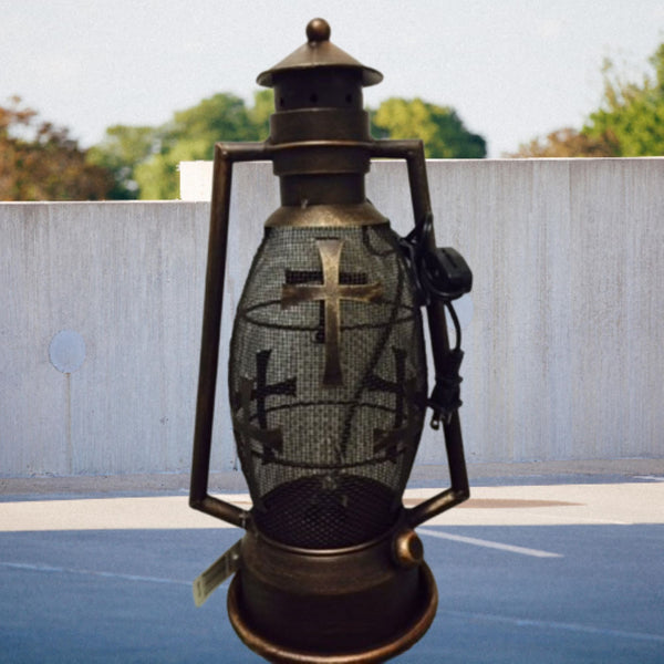CROSS METAL ART ELECTRIC LANTERN LAMP WESTERN HOME DECOR LIGHTING #EH12726