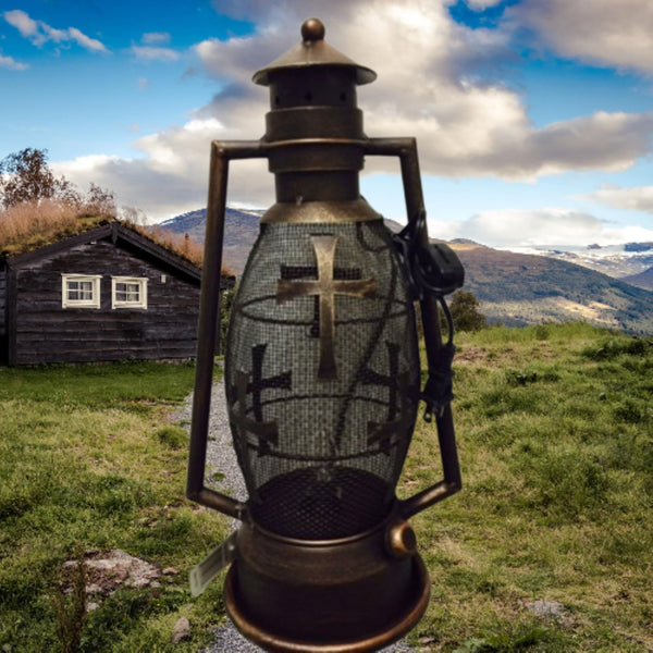 CROSS METAL ART ELECTRIC LANTERN LAMP WESTERN HOME DECOR LIGHTING #EH12726