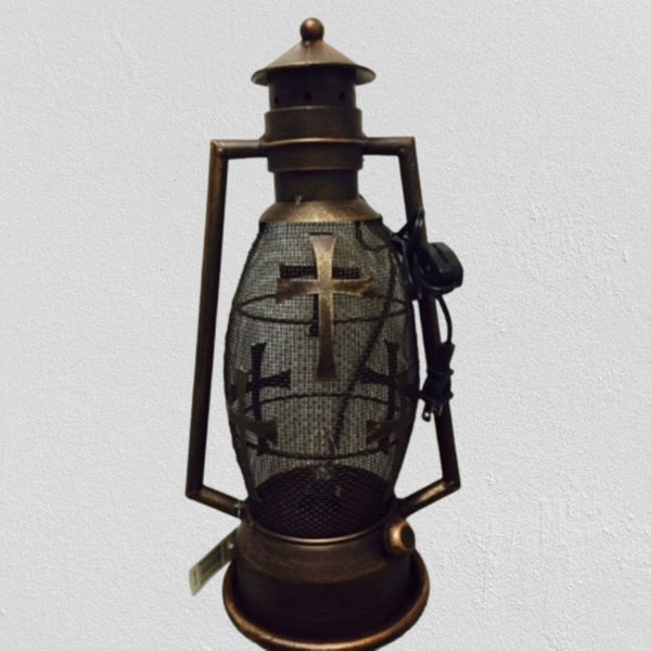 CROSS METAL ART ELECTRIC LANTERN LAMP WESTERN HOME DECOR LIGHTING #EH12726
