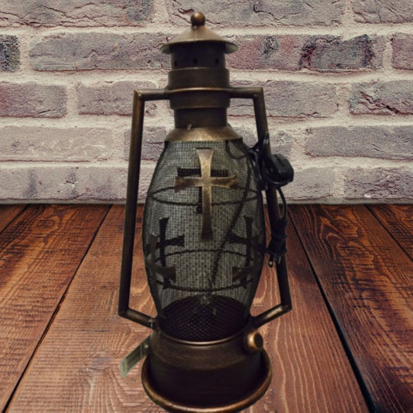 CROSS METAL ART ELECTRIC LANTERN LAMP WESTERN HOME DECOR LIGHTING #EH12726