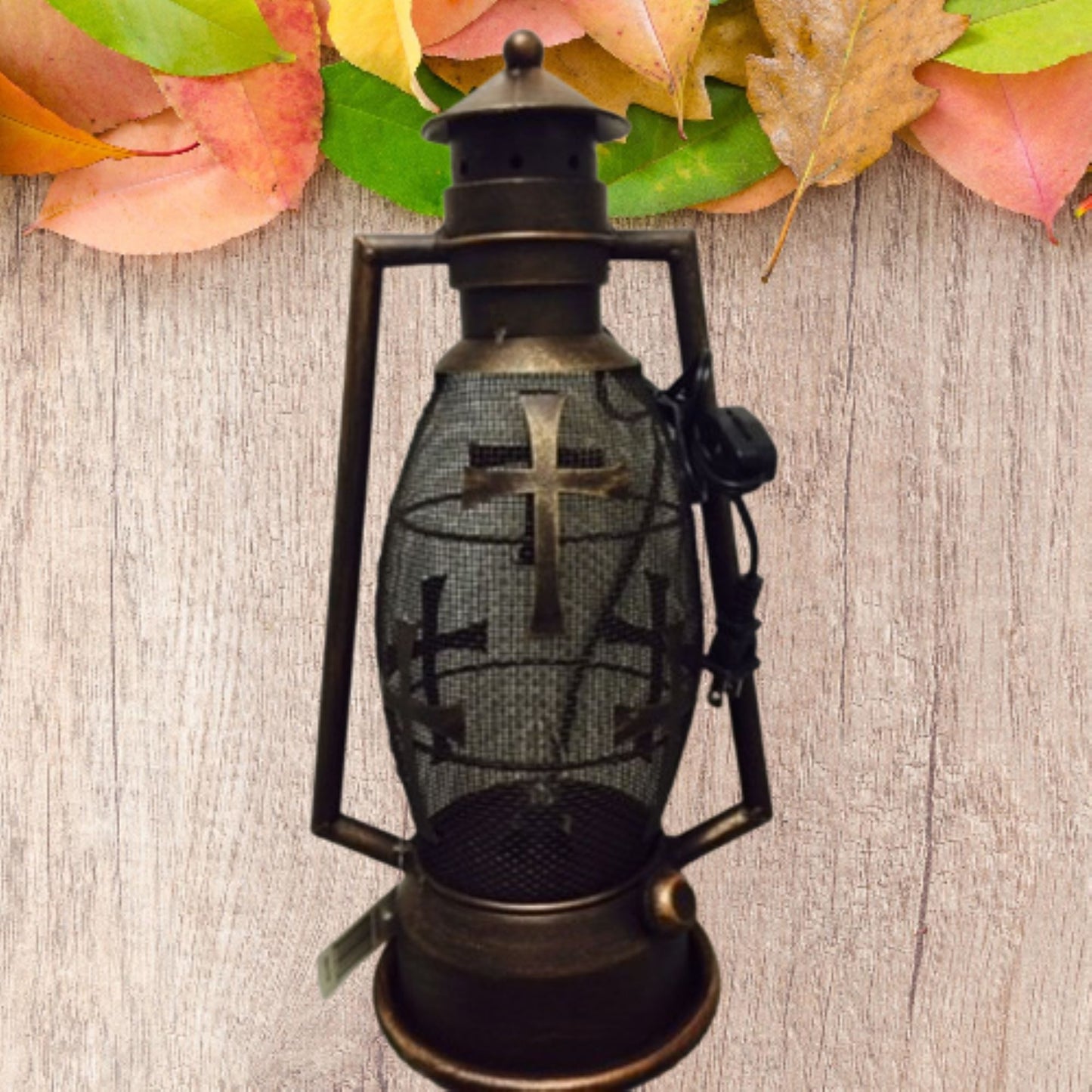 CROSS METAL ART ELECTRIC LANTERN LAMP WESTERN HOME DECOR LIGHTING #EH12726