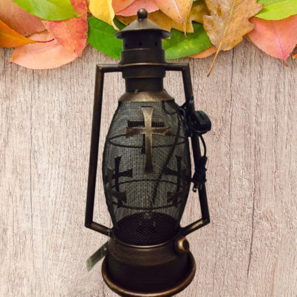 CROSS METAL ART ELECTRIC LANTERN LAMP WESTERN HOME DECOR LIGHTING #EH12726