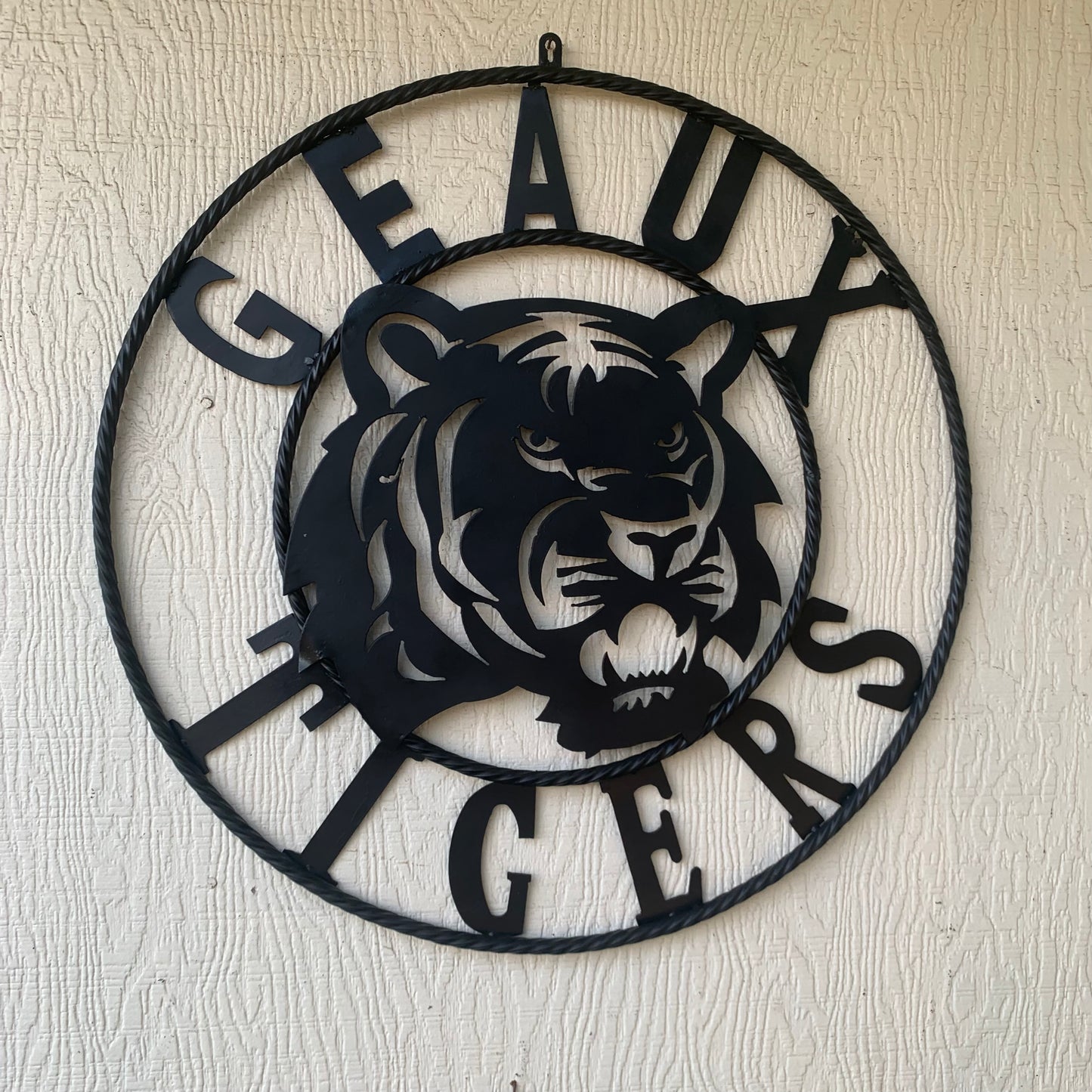 GEAUX TIGERS BLACK CUSTOM METAL VINTAGE CRAFT SIGN TEAM HANDMADE