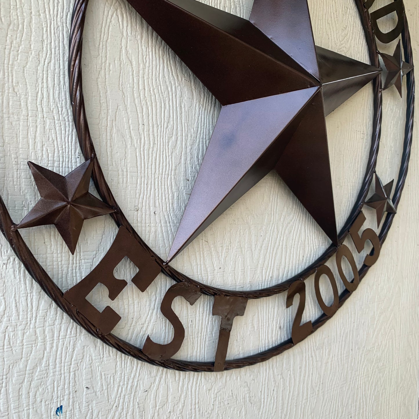LAWN SQUAD STYLE CUSTOM BARN STAR NAME YOUR CUSTOM NAME STAR METAL NAME BARN STAR WITH TWISTED ROPE RING DESIGN METAL WALL 3d STAR ART WESTERN HOME DECOR RUSTIC BRONZE NEW