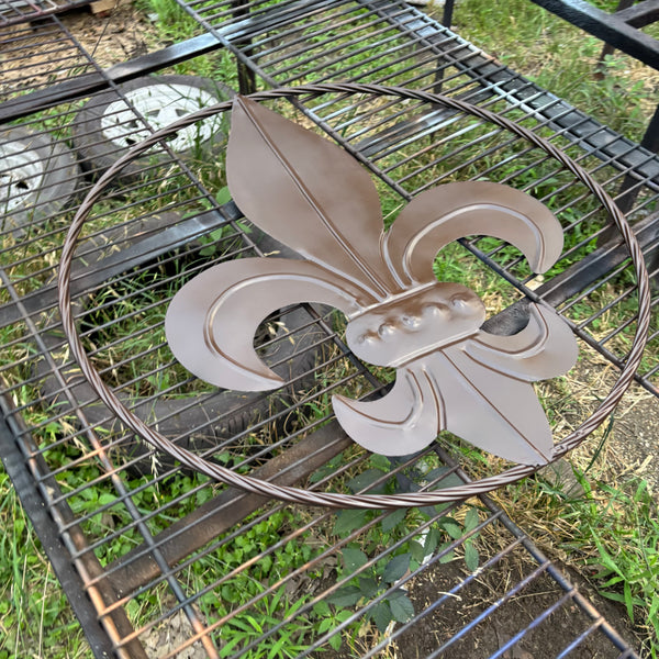 FLEUR DE LIS BROWN METAL WALL ART SIGN WESTERN HOME DECOR HANDMADE NEW 12",18",24",32"