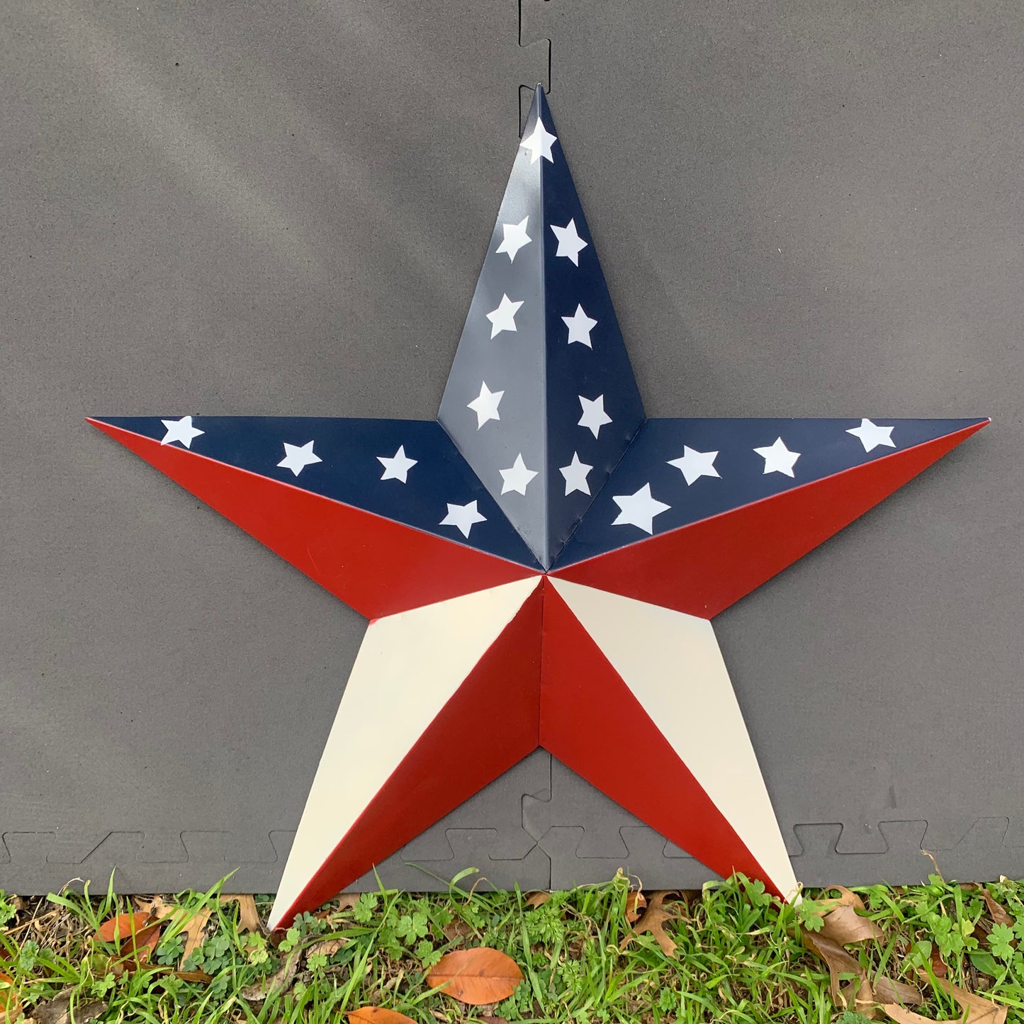 16",24",30",36" USA AMERICAN FLAG STAR RED WHITE & BLUE METAL BARN STAR STYLE# 6 HANDMADE #EH13523