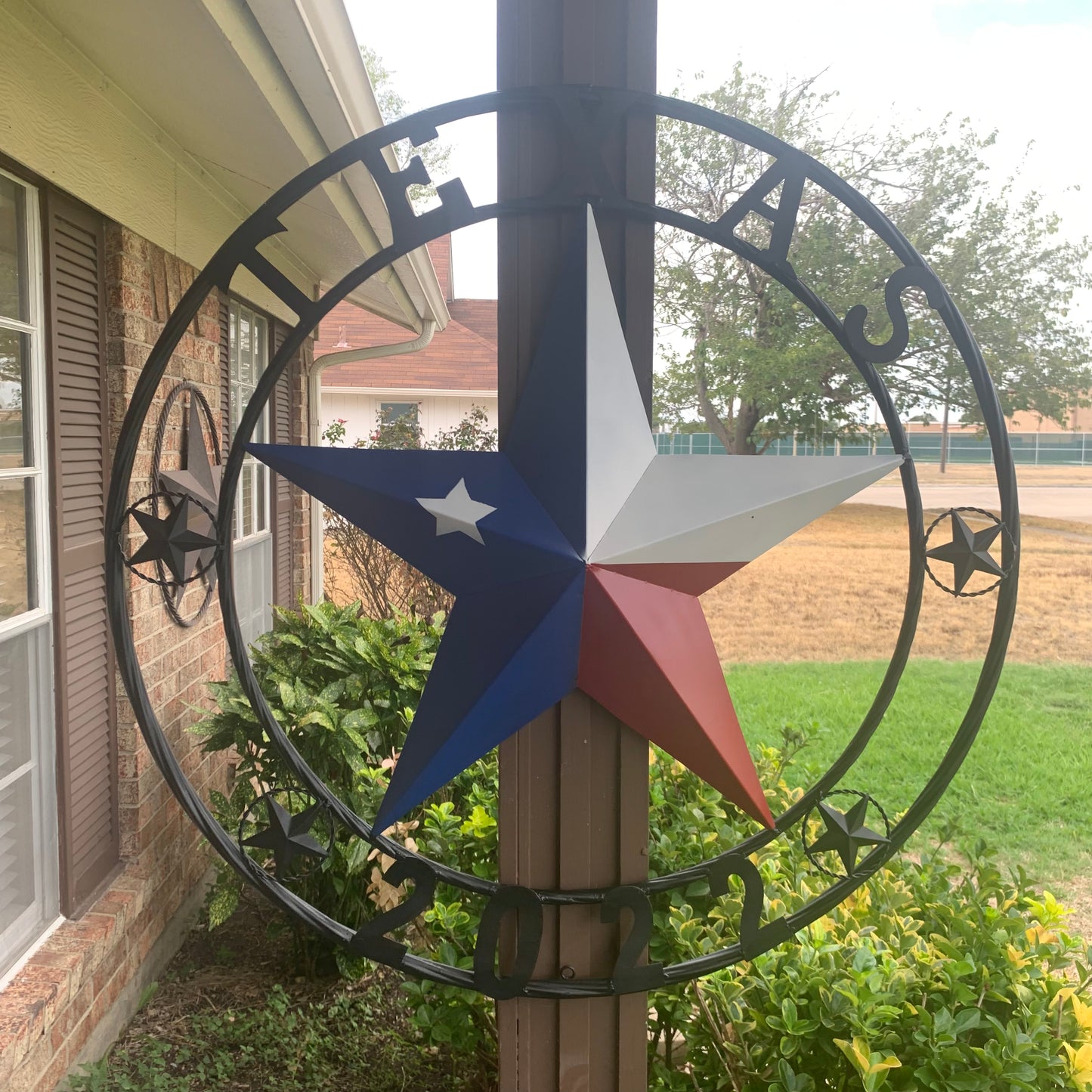 TEXAS 2022 STYLE CUSTOM NAME BARN STAR METAL LONESTAR 3d TWISTED BLACK ROPE RING WESTERN HOME DECOR   HANDMADE 24",32",36"