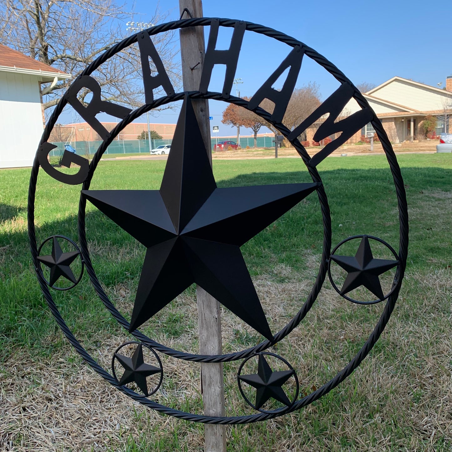 GRAHAM STYLE YOUR CUSTOM NAME STAR BARN STAR METAL LONE STAR WESTERN HOME DECOR RUSTIC BLACK HANDMADE 24",32",36",50"