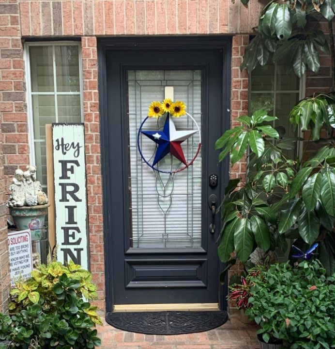 TEXAS FLAG STAR RED WHITE BLUE METAL BARN LONE STAR WESTERN HOME DECOR HANDMADE NEW