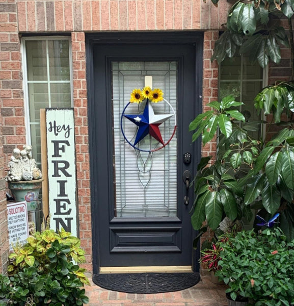 TEXAS FLAG STAR RED WHITE BLUE METAL BARN LONE STAR WESTERN HOME DECOR HANDMADE NEW
