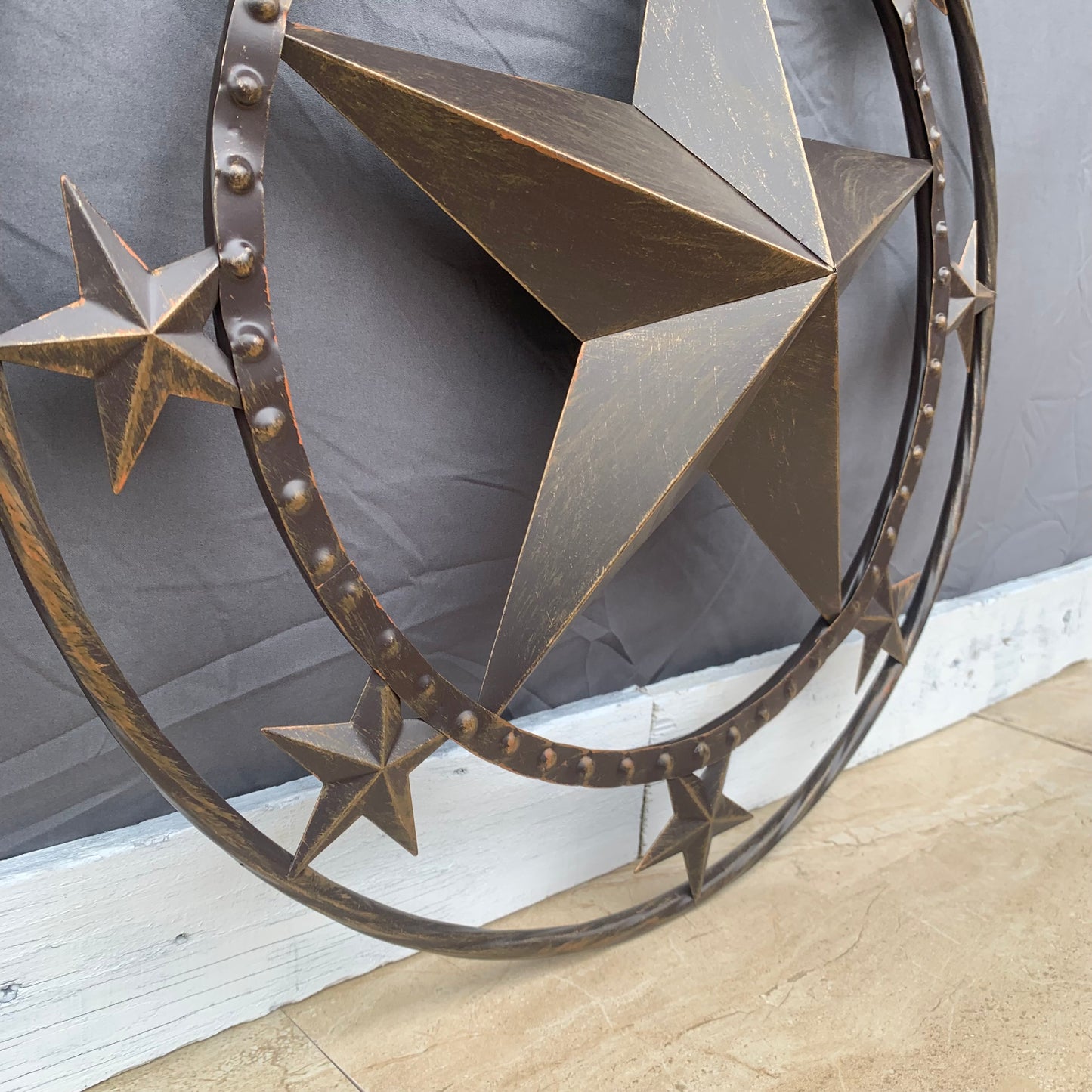 24" MULTI STAR BEADED COLIBROX BARN STAR METAL LONESTAR WESTERN HOME DECOR HANDMADE RUSTIC DARK BRONZE NEW