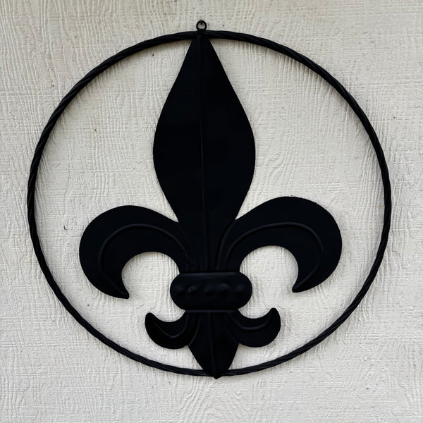 FLEUR DE LIS BLACK FLAT METAL WALL ART SIGN WESTERN HOME DECOR HANDMADE NEW 12",18",24",32"