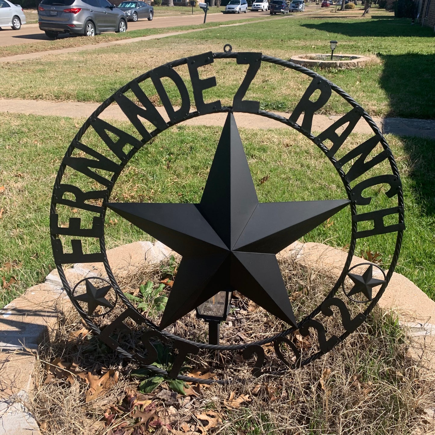 FERNANDEZ RANCH STYLE YOUR CUSTOM NAME STAR BARN STAR METAL LONE STAR WESTERN HOME DECOR RUSTIC BLACK HANDMADE 24",32",36",50"