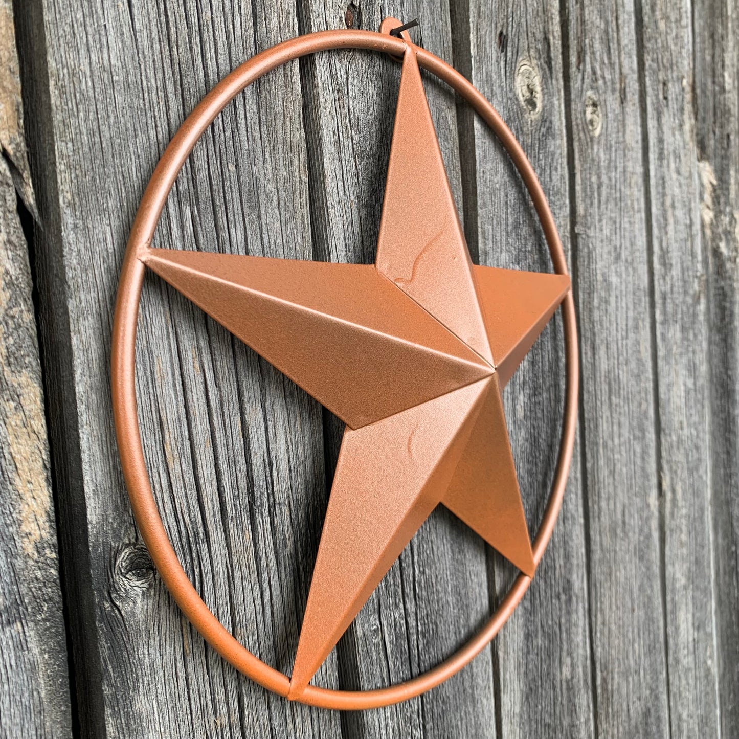 ORANGE COPPER SOLID RING BARN STAR 3",4",6",9",12" METAL LONE STAR WESTERN HOME DECOR HANDMADE-#EH10026